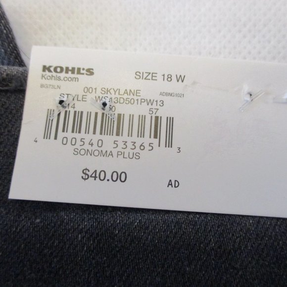 NWT - SONOMA grey Jegging jeans- sz 18W - MSRP $40.00 - Picture 2 of 3